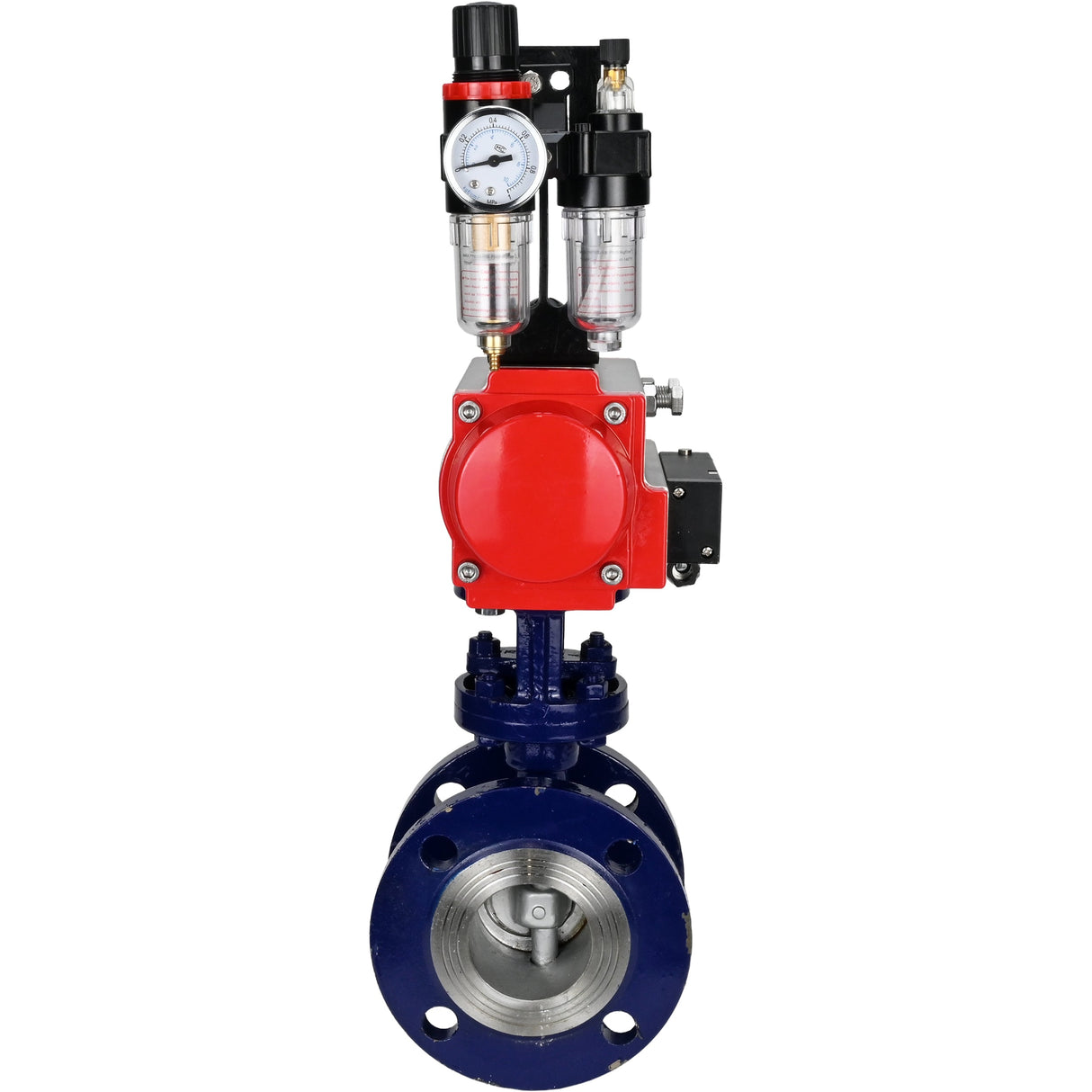 Water Butterfly Valve Elephant WBV3EX-3432M-1W-F-ISO, body material - Carbon steel, disk material - Stainless steel AISI 316, seal - Metal, pneumatic actuator PA-SA with return springs, 4M310-08 24V ATU AFC2000