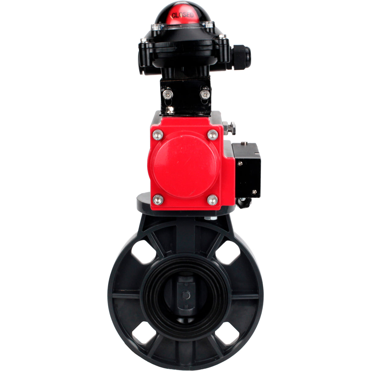 Butterfly valves Elephant WBV4242E-2W-Fb-ISO, body material - UPVC, disc material - UPVC, seal - EPDM, with pneumatic actuator double action PA-DA, pneumatic distributor 4M310-08 24V and LSU APL-210N