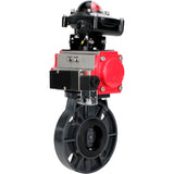 Butterfly valves Elephant WBV4242E-2W-Fb-ISO, body material - UPVC, disc material - UPVC, seal - EPDM, with pneumatic actuator double action PA-DA, pneumatic distributor 4M310-08 24V and LSU APL-210N