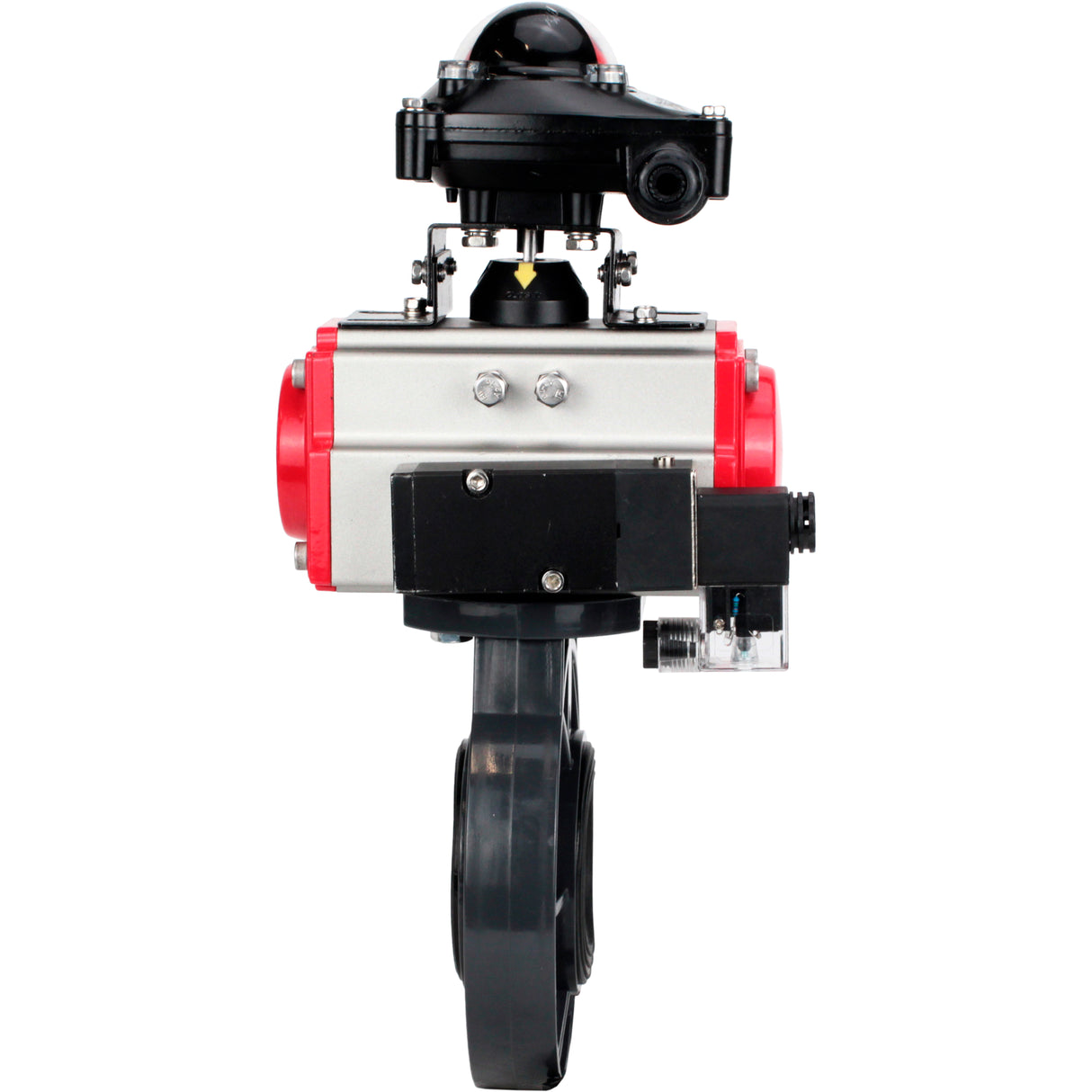 Butterfly valves Elephant WBV4242E-2W-Fb-ISO, body material - UPVC, disc material - UPVC, seal - EPDM, with pneumatic actuator double action PA-DA, pneumatic distributor 4M310-08 24V and LSU APL-210N
