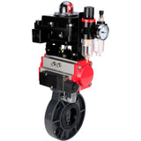 Butterfly valves Elephant WBV4242E-2W-Fb-ISO, body material - UPVC, disc material - UPVC, seal - EPDM, with pneumatic actuator double action PA-DA, pneumatic distributor 4M310-08 220V, LSU APL-410N EX and ATU AFC2000