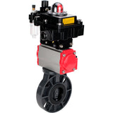 Butterfly valves Elephant WBV4242E-2W-Fb-ISO, body material - UPVC, disc material - UPVC, seal - EPDM, with pneumatic actuator double action PA-DA, pneumatic distributor 4M310-08 220V, LSU APL-410N EX and ATU AFC2000