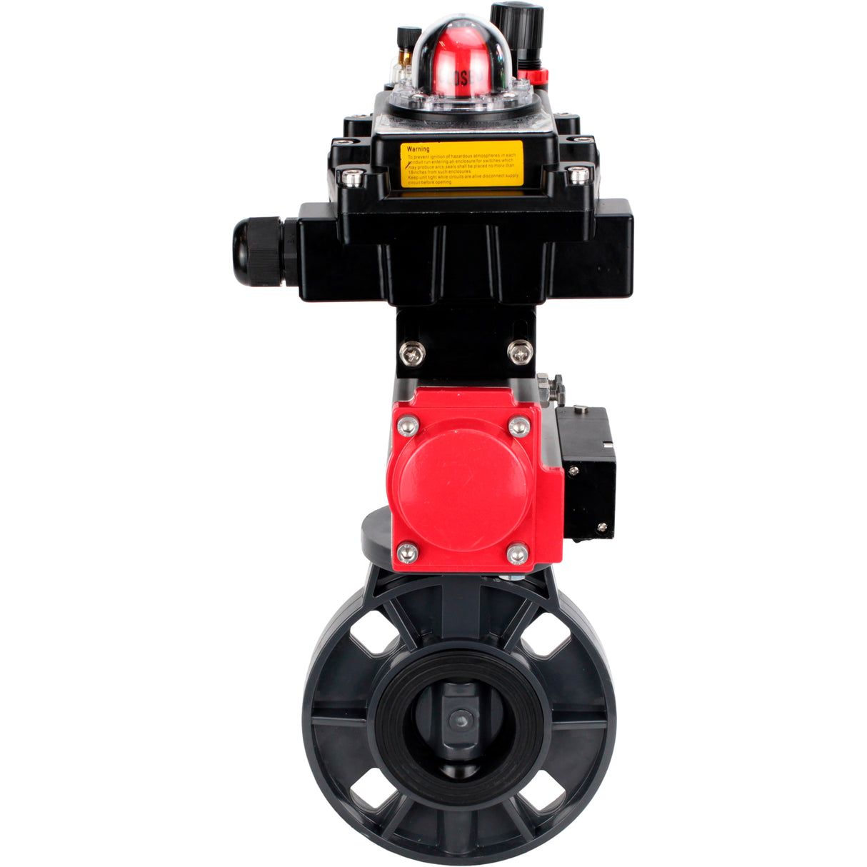 Butterfly valves Elephant WBV4242E-2W-Fb-ISO, body material - UPVC, disc material - UPVC, seal - EPDM, with pneumatic actuator double action PA-DA, pneumatic distributor 4M310-08 220V, LSU APL-410N EX and ATU AFC2000