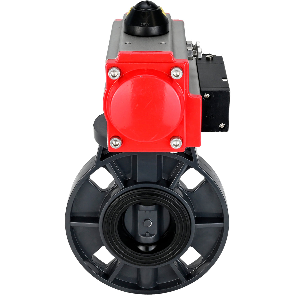 Butterfly valves Elephant WBV4242E-2W-Fb-ISO, body material - UPVC, disc material - UPVC, seal - EPDM, with pneumatic actuator double action PA-DA and pneumatic distributor 4M310-08 220V