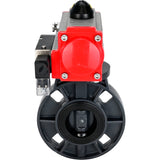Butterfly valves Elephant WBV4242E-2W-Fb-ISO, body material - UPVC, disc material - UPVC, seal - EPDM, with pneumatic actuator double action PA-DA and pneumatic distributor 4M310-08 220V