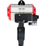 Butterfly valves Elephant WBV4242E-2W-Fb-ISO, body material - UPVC, disc material - UPVC, seal - EPDM, with pneumatic actuator double action PA-DA and pneumatic distributor 4M310-08 220V