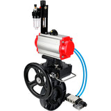 Butterfly valves Elephant WBV4242E-2W-Fb-ISO, body material - UPVC, disc material - UPVC, seal - EPDM, with pneumatic actuator double action PA-DA, pneumatic distributor 4V320-10 220V, ATU AFC2000 and handwheel MON