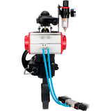 Butterfly valves Elephant WBV4242E-2W-Fb-ISO, body material - UPVC, disc material - UPVC, seal - EPDM, with pneumatic actuator double action PA-DA, pneumatic distributor 4V320-08 220V, LSU APL-210N, ATU AFC2000 and handwheel MON