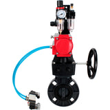 Butterfly valves Elephant WBV4242E-2W-Fb-ISO, body material - UPVC, disc material - UPVC, seal - EPDM, with pneumatic actuator double action PA-DA, pneumatic distributor 4V320-08 220V, LSU APL-210N, ATU AFC2000 and handwheel MON