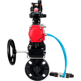 Butterfly valves Elephant WBV4242E-2W-Fb-ISO, body material - UPVC, disc material - UPVC, seal - EPDM, with pneumatic actuator double action PA-DA, pneumatic distributor 4V320-08 220V, LSU APL-210N, ATU AFC2000 and handwheel MON