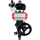 Butterfly valves Elephant WBV4242E-2W-Fb-ISO, body material - UPVC, disc material - UPVC, seal - EPDM, with pneumatic actuator double action PA-DA, pneumatic distributor 4V320-08 220V, LSU APL-410N EX, ATU AFC2000 and handwheel MON
