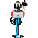 Butterfly valves Elephant WBV4242E-2W-Fb-ISO, body material - UPVC, disc material - UPVC, seal - EPDM, with pneumatic actuator double action PA-DA, pneumatic distributor 4V320-10 220V, LSU APL-510N EX, ATU AFC2000 and handwheel MON