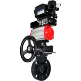 Butterfly valves Elephant WBV4242E-2W-Fb-ISO, body material - UPVC, disc material - UPVC, seal - EPDM, with pneumatic actuator double action PA-DA, electro-pneumatic rotary positioner YT-1000RSN without feedback and handwheel MON
