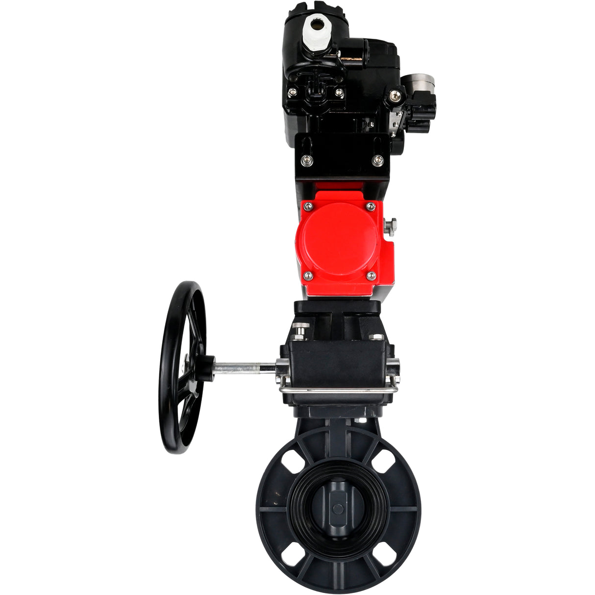 Butterfly valves Elephant WBV4242E-2W-Fb-ISO, body material - UPVC, disc material - UPVC, seal - EPDM, with pneumatic actuator double action PA-DA, electro-pneumatic rotary positioner YT-1000RSN without feedback and handwheel MON