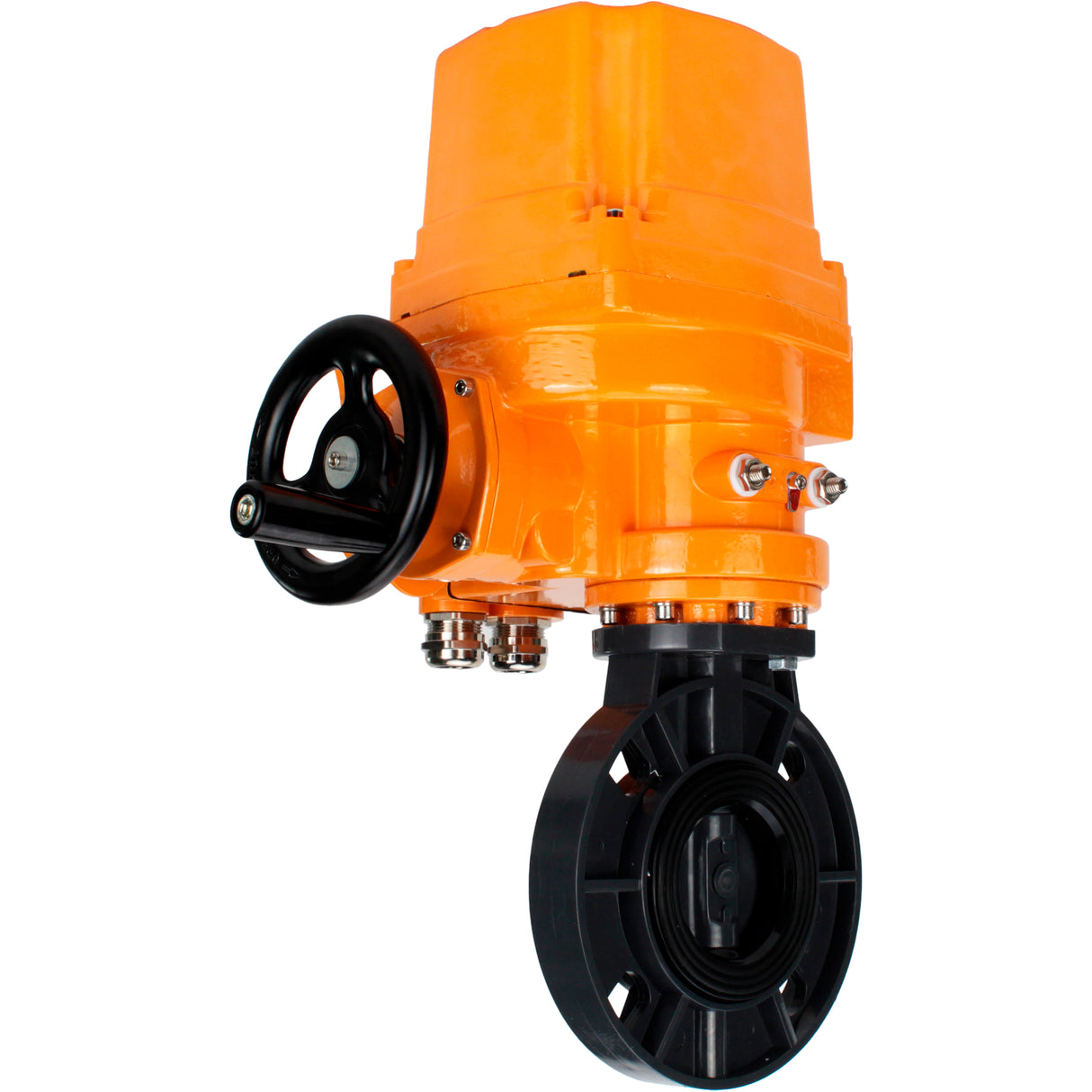 Butterfly valves Elephant WBV4242E-2W-Fb-ISO, body material - UPVC, disc material - UPVC, seal - EPDM, with explosion-proof quarter-turn actuator QT-EX-EM-O2-220VAC-U1