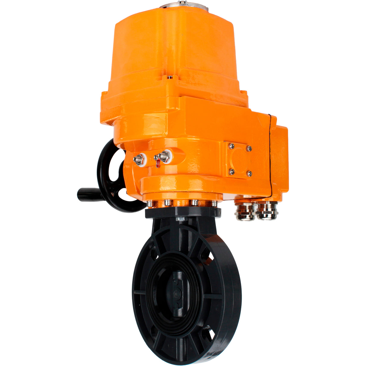 Butterfly valves Elephant WBV4242E-2W-Fb-ISO, body material - UPVC, disc material - UPVC, seal - EPDM, with explosion-proof quarter-turn actuator QT-EX-EM-O2-220VAC-U1