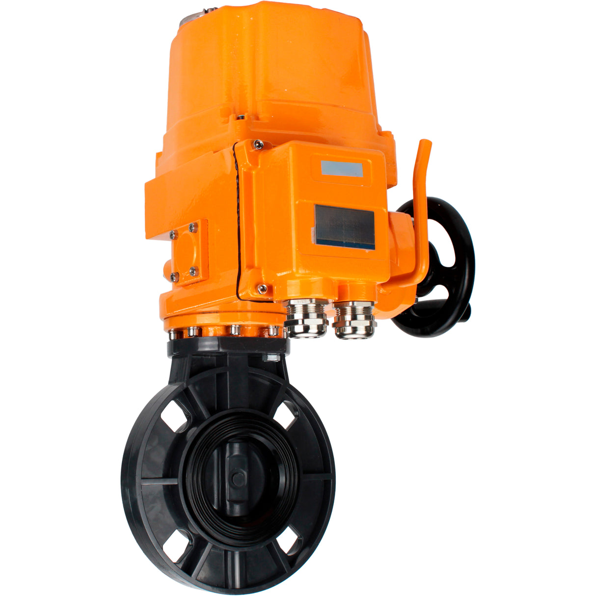 Butterfly valves Elephant WBV4242E-2W-Fb-ISO, body material - UPVC, disc material - UPVC, seal - EPDM, with explosion-proof quarter-turn actuator QT-EX-EM-O2-220VAC-U1