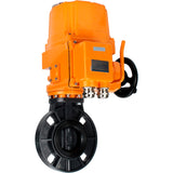 Butterfly valves Elephant WBV4242E-2W-Fb-ISO, body material - UPVC, disc material - UPVC, seal - EPDM, with explosion-proof quarter-turn actuator QT-EX-EM-O2-220VAC-U1