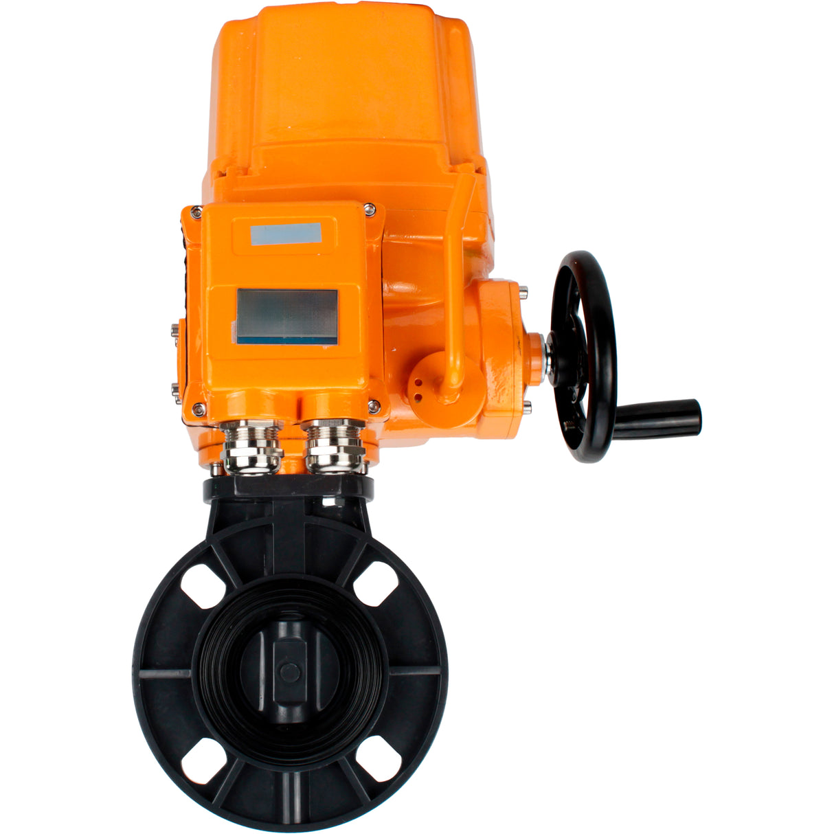 Butterfly valves Elephant WBV4242E-2W-Fb-ISO, body material - UPVC, disc material - UPVC, seal - EPDM, with explosion-proof quarter-turn actuator QT-EX-EM-O2-220VAC-U1