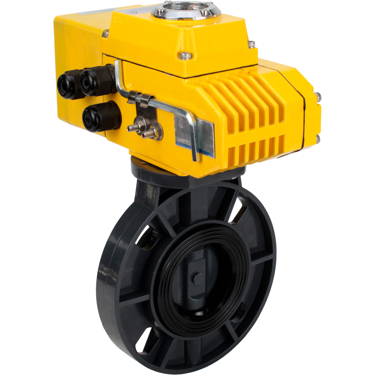 Butterfly valves Elephant WBV4242E-2W-Fb-ISO, body material - UPVC, disc material - UPVC, seal - EPDM, with quarter-turn actuator QT-N-EM-A1-24VDC-U1 HARK, feedback sensor and 4-20mA input control signal
