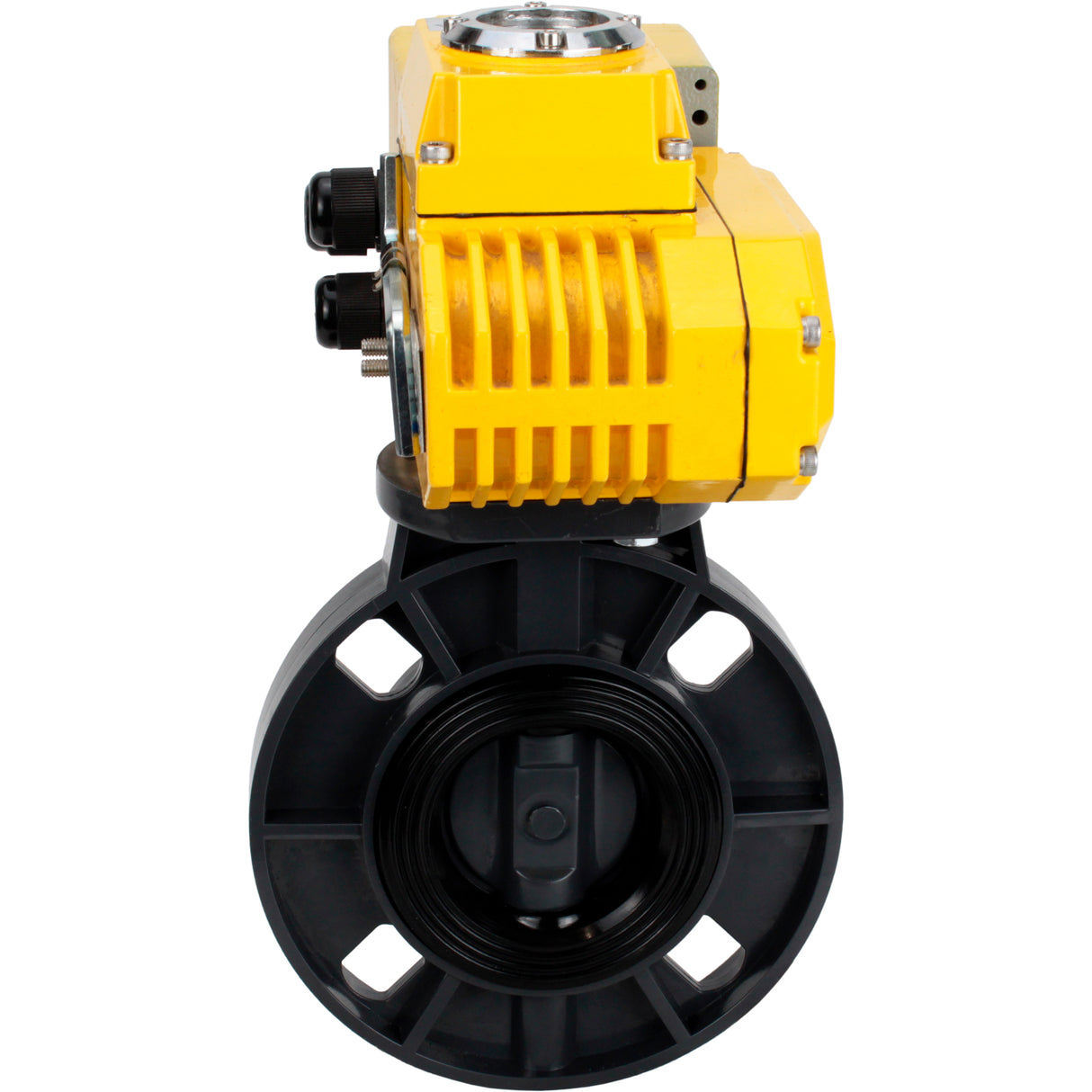Butterfly valves Elephant WBV4242E-2W-Fb-ISO, body material - UPVC, disc material - UPVC, seal - EPDM, with quarter-turn actuator QT-N-EM-B1-220VAC-U1, feedback sensor and 0-10V input control signal