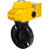 Butterfly valves Elephant WBV4242E-2W-Fb-ISO, body material - UPVC, disc material - UPVC, seal - EPDM, with quarter-turn actuator QT-N-EM-B1-220VAC-U1, feedback sensor and 0-10V input control signal