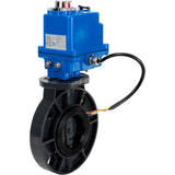 Butterfly valves Elephant WBV4242E-2W-Fb-ISO, body material - UPVC, disc material - UPVC, seal - EPDM, with quarter-turn actuator QT-N-003EM-O1-220VAC-U1 blue