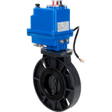 Butterfly valves Elephant WBV4242E-2W-Fb-ISO, body material - UPVC, disc material - UPVC, seal - EPDM, with quarter-turn actuator QT-N-003EM-O1-220VAC-U1 blue