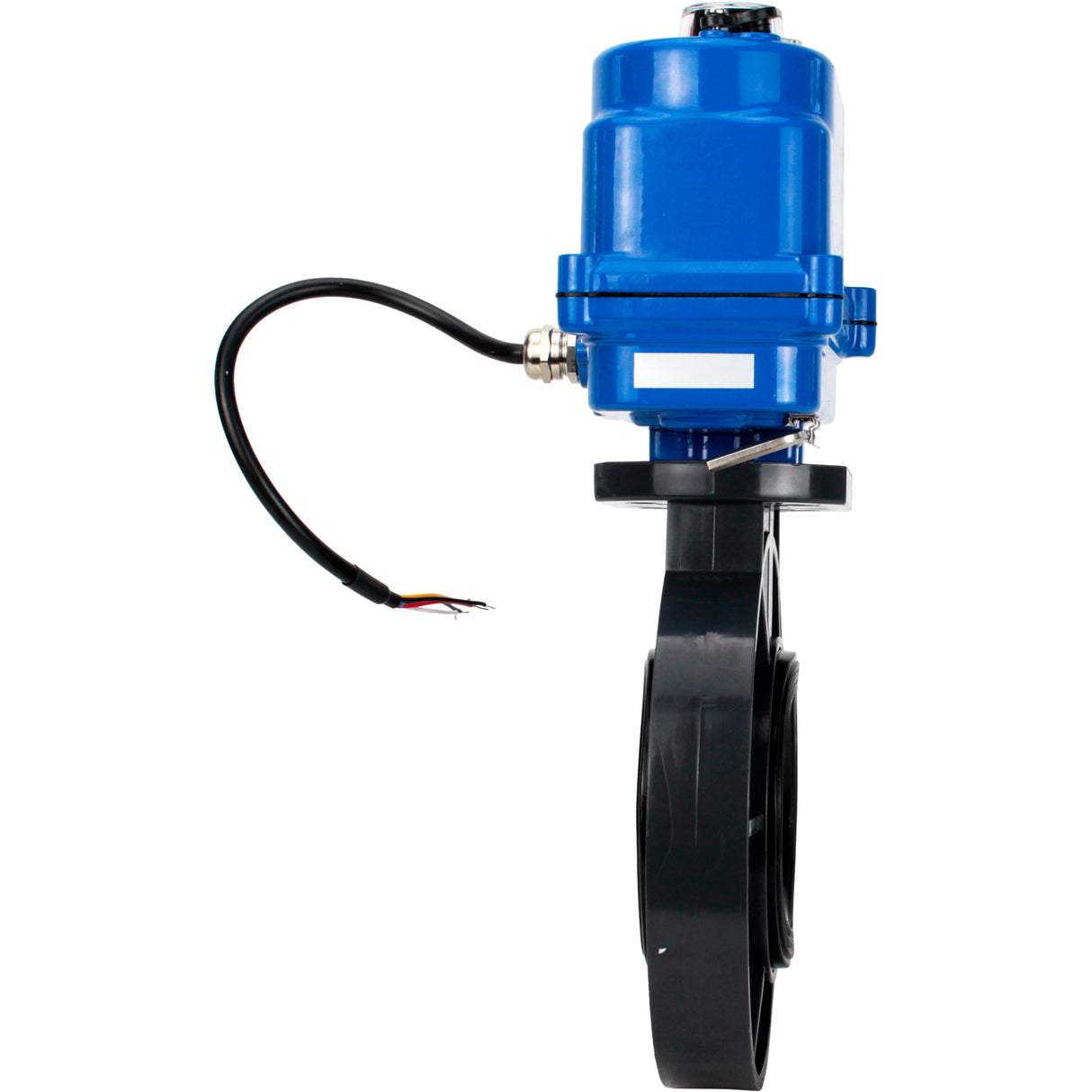 Butterfly valves Elephant WBV4242E-2W-Fb-ISO, body material - UPVC, disc material - UPVC, seal - EPDM, with quarter-turn actuator QT-N-003EM-O1-220VAC-U1 blue