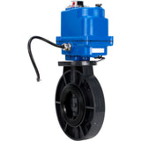 Butterfly valves Elephant WBV4242E-2W-Fb-ISO, body material - UPVC, disc material - UPVC, seal - EPDM, with quarter-turn actuator QT-N-003EM-O1-220VAC-U1 blue