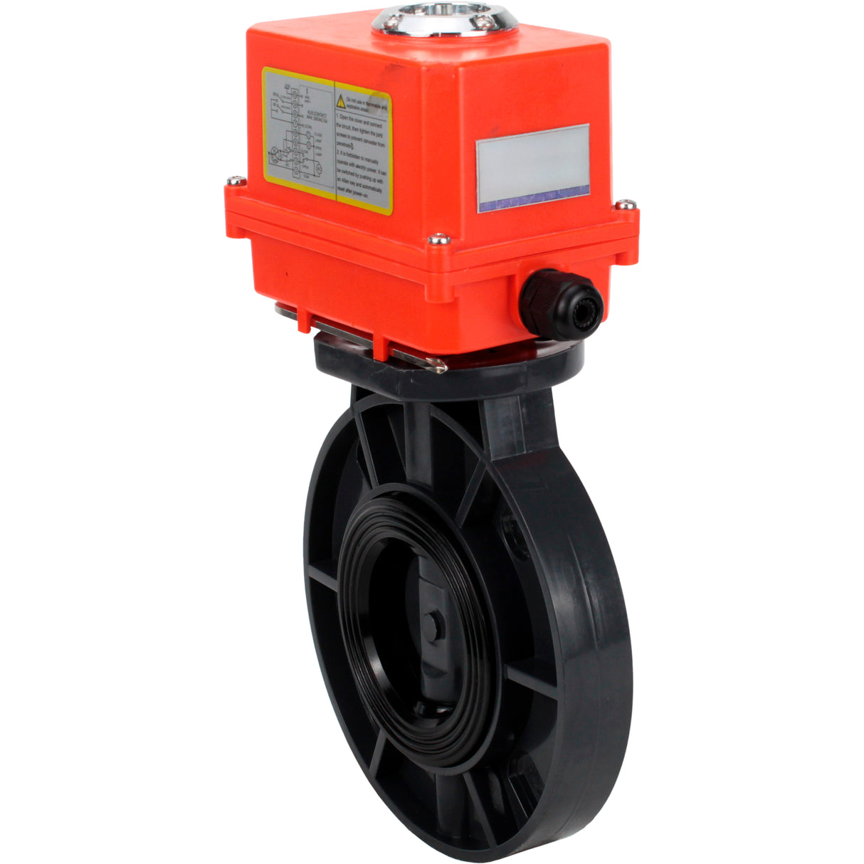Butterfly valves Elephant WBV4242E-2W-Fb-ISO, body material - UPVC, disc material - UPVC, seal - EPDM, with quarter-turn actuator QT-N-003EM-O1-220VAC-U1 MINI