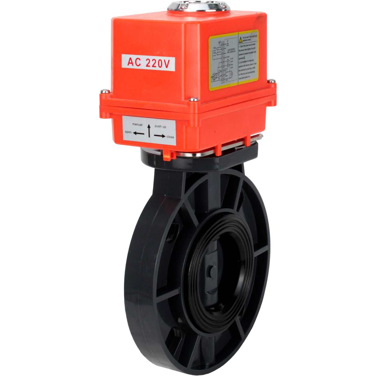 Butterfly valves Elephant WBV4242E-2W-Fb-ISO, body material - UPVC, disc material - UPVC, seal - EPDM, with quarter-turn actuator QT-N-003EM-O1-220VAC-U1 MINI