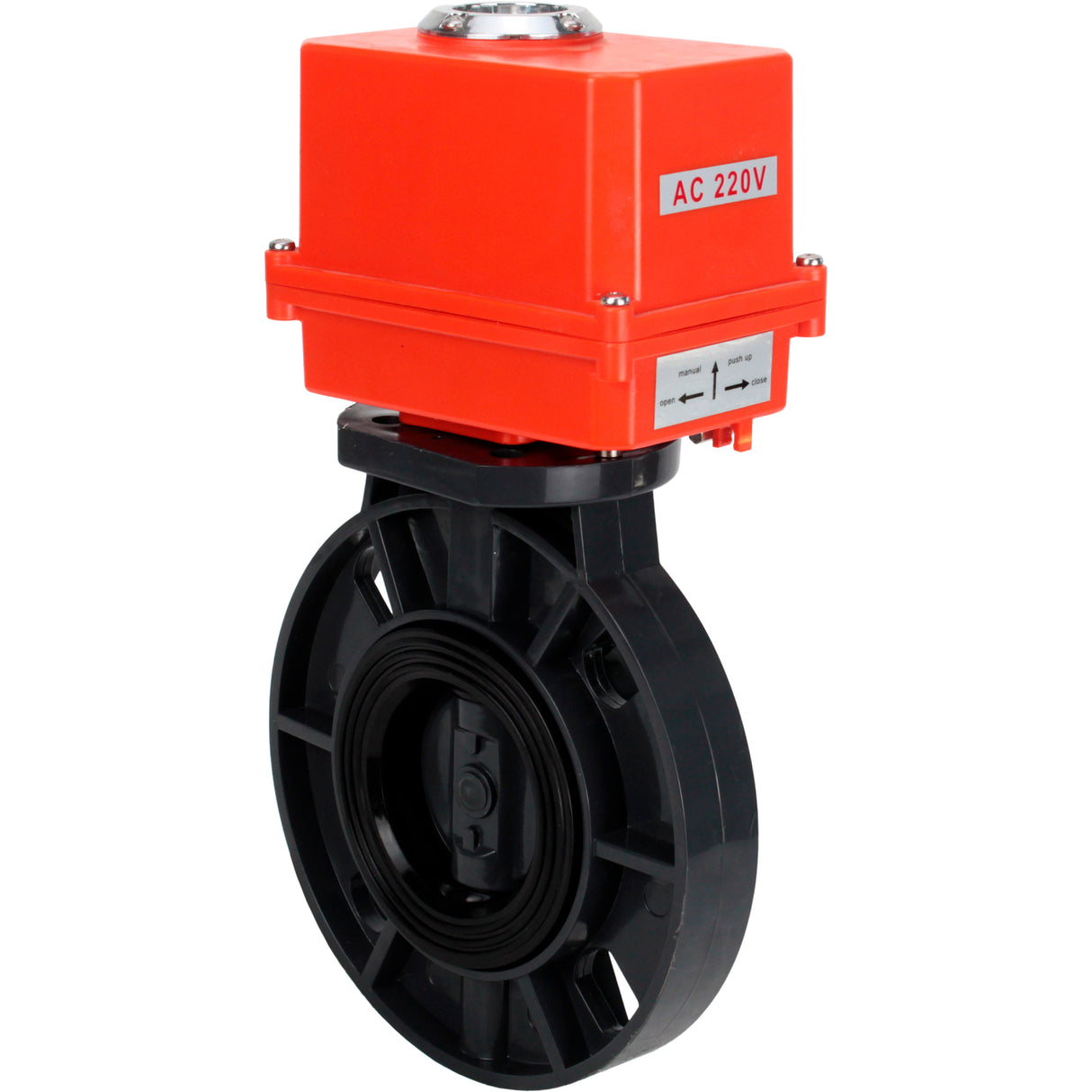 Butterfly valves Elephant WBV4242E-2W-Fb-ISO, body material - UPVC, disc material - UPVC, seal - EPDM, with quarter-turn actuator QT-N-003EM-O1-220VAC-U1 MINI