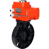 Butterfly valves Elephant WBV4242E-2W-Fb-ISO, body material - UPVC, disc material - UPVC, seal - EPDM, with quarter-turn actuator QT-N-EM-O1-380VAC-U1 380V HARK