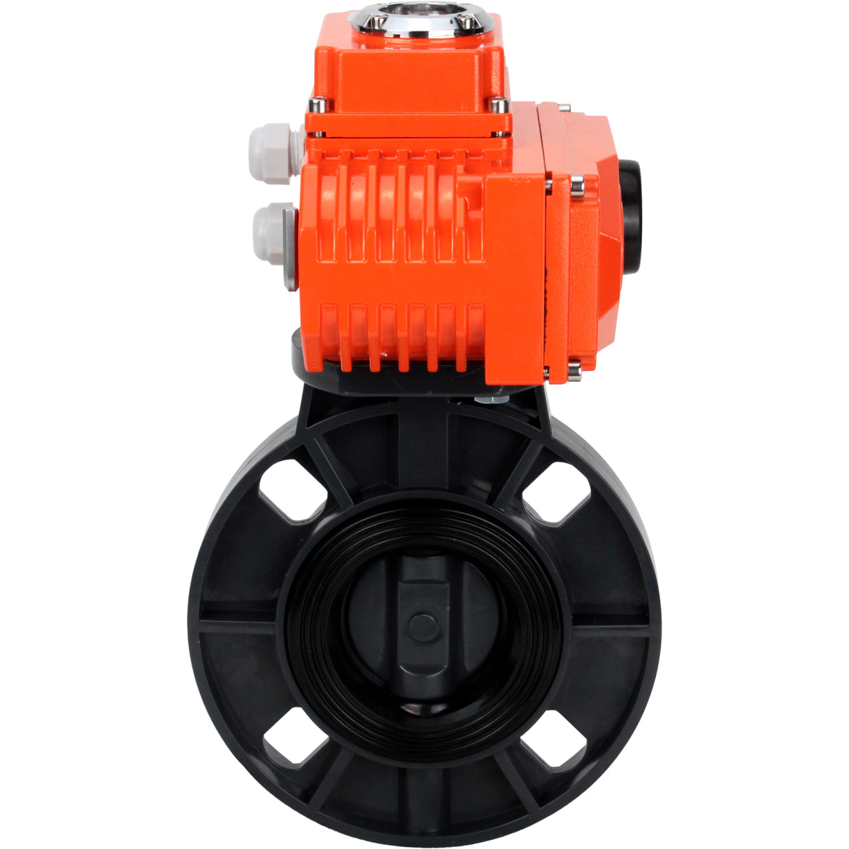 Butterfly valves Elephant WBV4242E-2W-Fb-ISO, body material - UPVC, disc material - UPVC, seal - EPDM, with quarter-turn actuator QT-N-EM-O1-380VAC-U1 380V HARK