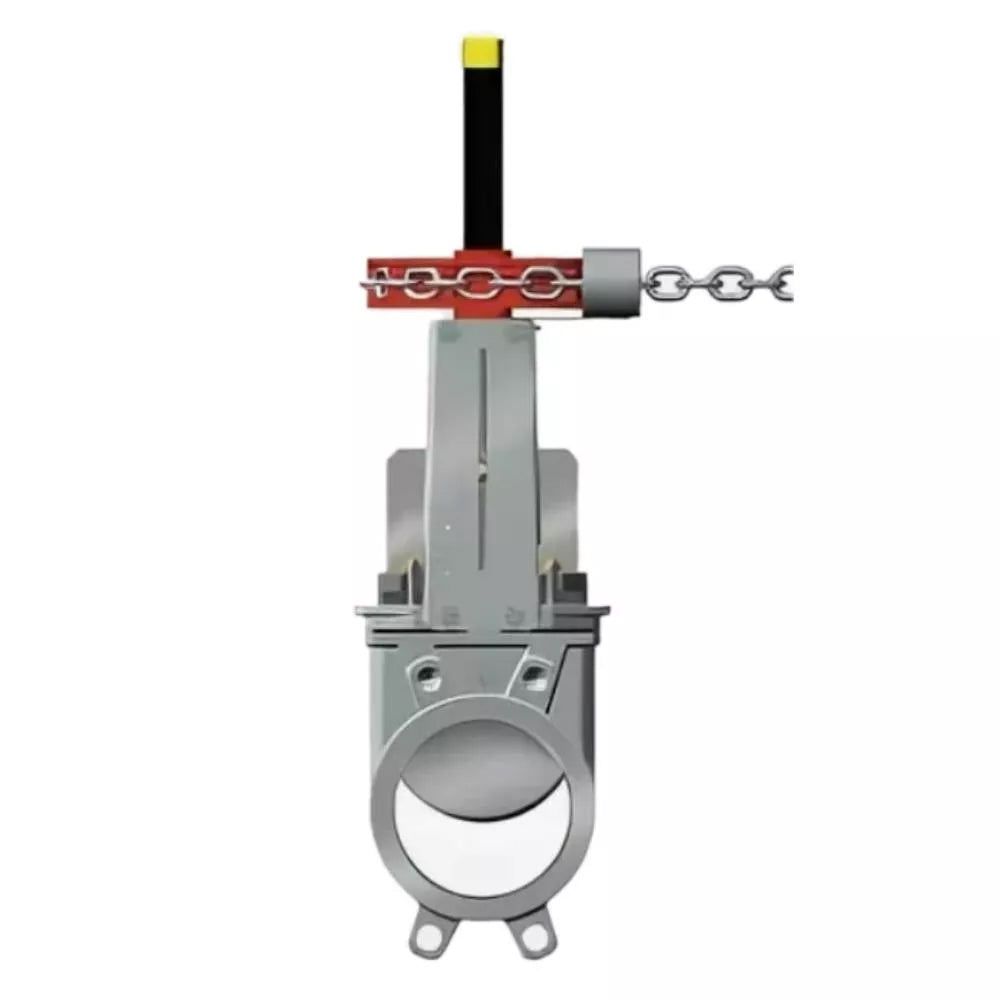 Knife gate valve Elephant GVKR1331N-2W-Fb-CC, body material - cast iron GGG40, knife material - stainless steel AISI 304, seal - NBR, handwheel with chain