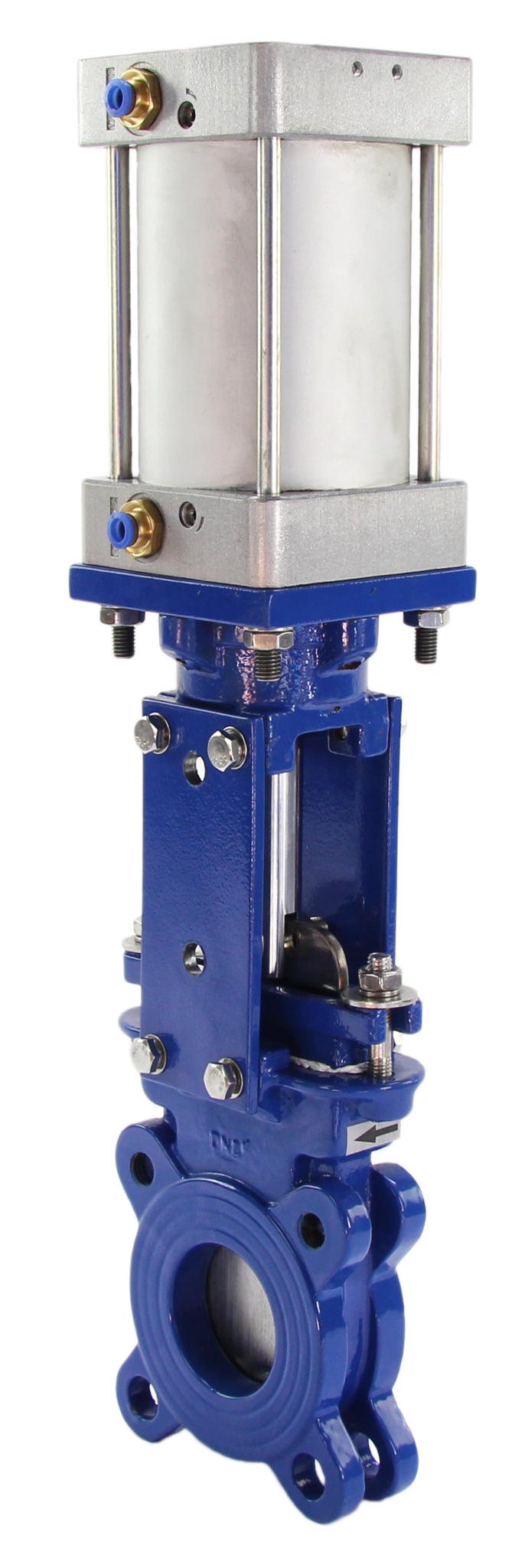 Knife Gate Valve wafer type Elephant WCB-SS304-1W-DA PSI145 METAL Class 125 with pneumatic actuator, 4V210-08 110/220V pneumatic solenoid valve, LJ12A3-4-J/EZ 110/220V inductive sensors and AFC2000 air filter