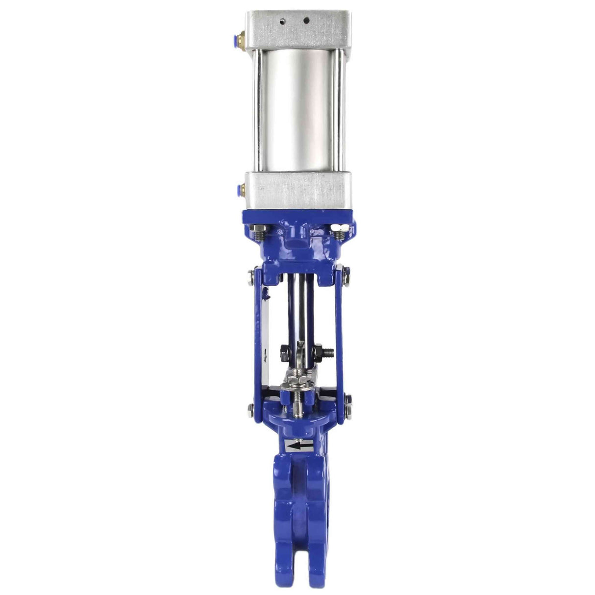 Knife gate valve Elephant WCB-SS304-1W-DA, body material - Carbon Steel WCB, knife material - stainless steel AISI 304, seal - METAL, pneumatic actuator