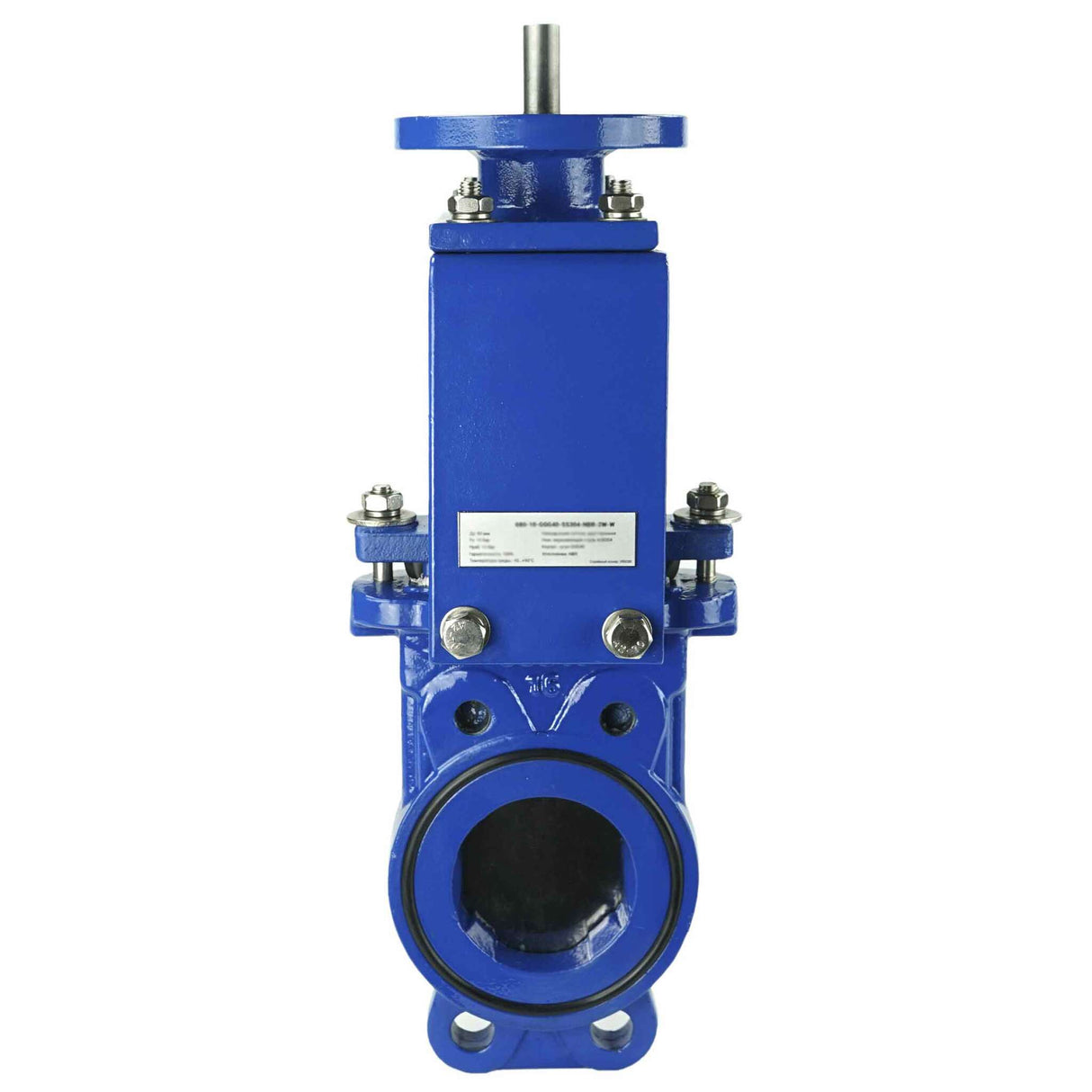 Knife gate valve Elephant GGG40-SS304-NBR-2W-ISO-16, body material - cast iron GGG40, knife material - stainless steel AISI 304, seal - NBR, stem only