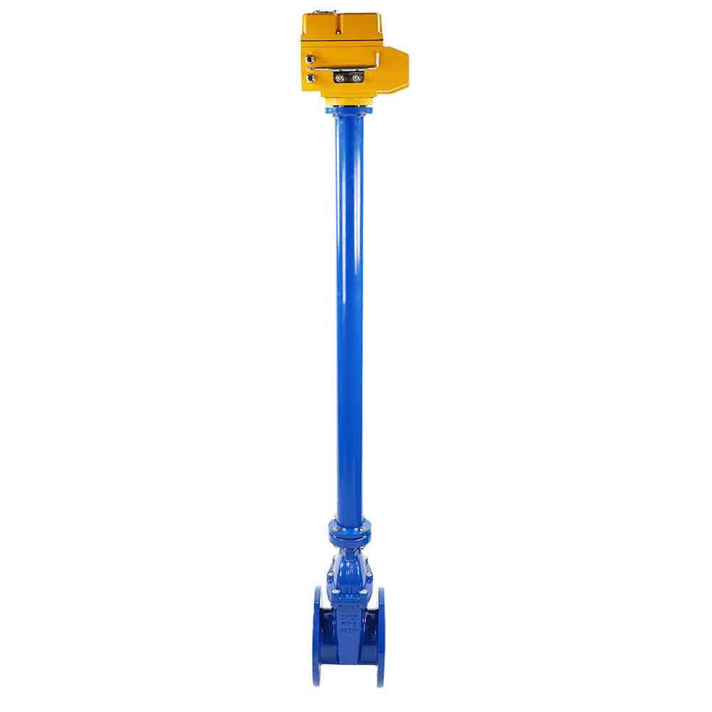 Wedge gate valve 30c939r blue Elephant-GGG50-EPDM-F4-BLUE PSI232 class 150 flange connection, with rubber lined wedge EPDM, control column L=3000 mm, electric actuator Elephant MT 380V