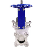 Knife gate valve Elephant SS304-SS304-METAL-1W-W, body material - stainless steel AISI 304, knife material - stainless steel AISI 304, seal - METAL, handwheel operated