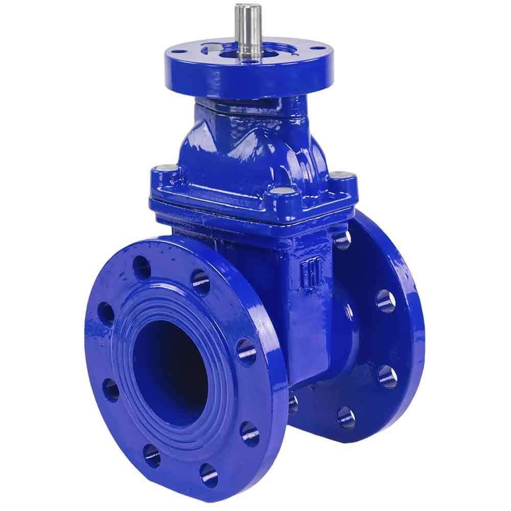 Wedge gate valve Elephant GVWN1414E-2W-F (F4) BLUE PN10, body material - cast iron GGG50, wedge material - cast iron + EPDM, seal - EPDM, stem only