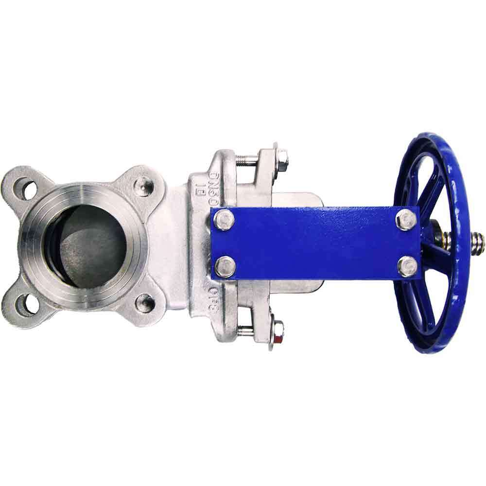 Knife gate valve Elephant SS304-SS304-EPDM-1W-W, body material - stainless steel AISI 304, knife material - stainless steel AISI 304, seal - EPDM, handwheel operated