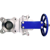 Knife gate valve Elephant SS304-SS304-EPDM-1W-W, body material - stainless steel AISI 304, knife material - stainless steel AISI 304, seal - EPDM, handwheel operated