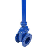 Wedge gate valve 30c939r blue Elephant-GGG50-EPDM-F4-BLUE PSI232 class 150 flange connection, with rubber lined wedge EPDM, control column L=1000 mm, electric actuator Elephant MT 110/220V