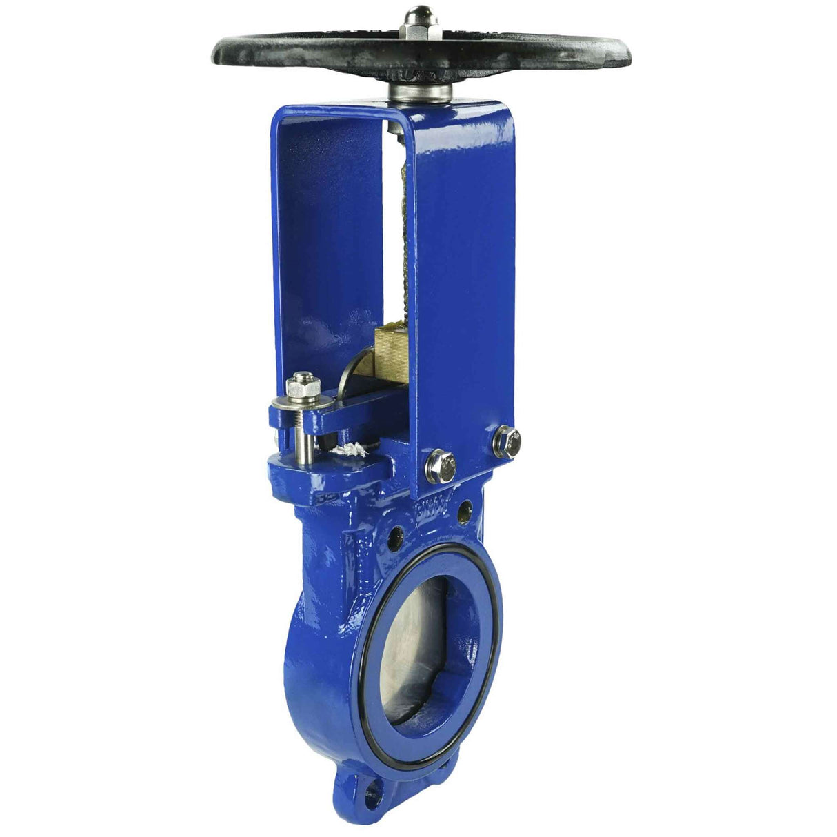 Knife gate valve Elephant GGG40-SS304-NBR-2W-W, body material - cast iron GGG40, knife material - stainless steel AISI 304, seal - NBR, handwheel operated