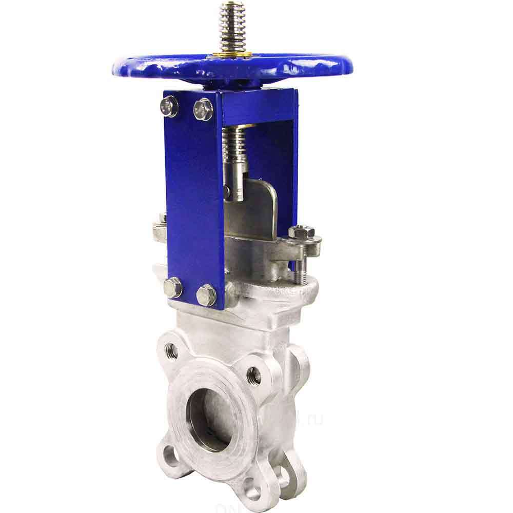 Knife gate valve Elephant SS304-SS304-METAL-1W-W, body material - stainless steel AISI 304, knife material - stainless steel AISI 304, seal - METAL, handwheel operated