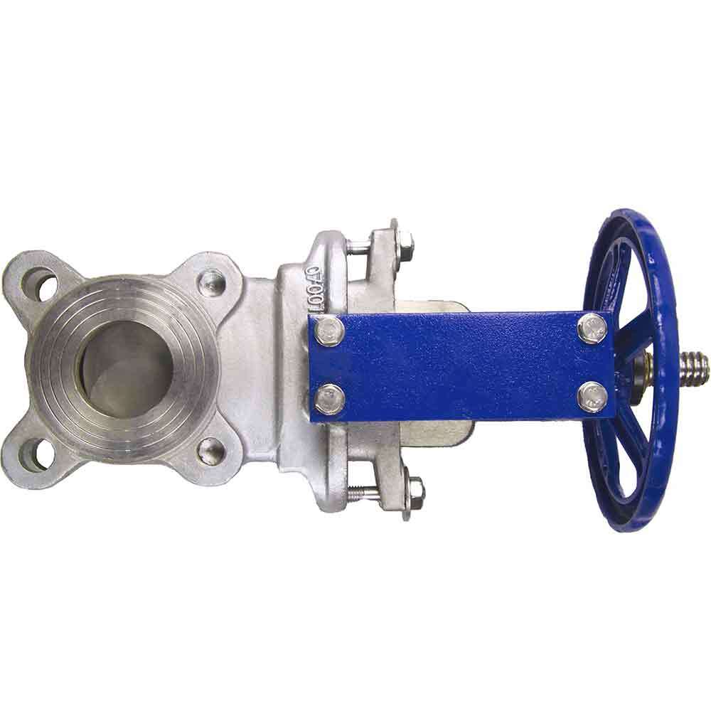 Knife gate valve Elephant SS304-SS304-EPDM-1W-W, body material - stainless steel AISI 304, knife material - stainless steel AISI 304, seal - EPDM, handwheel operated