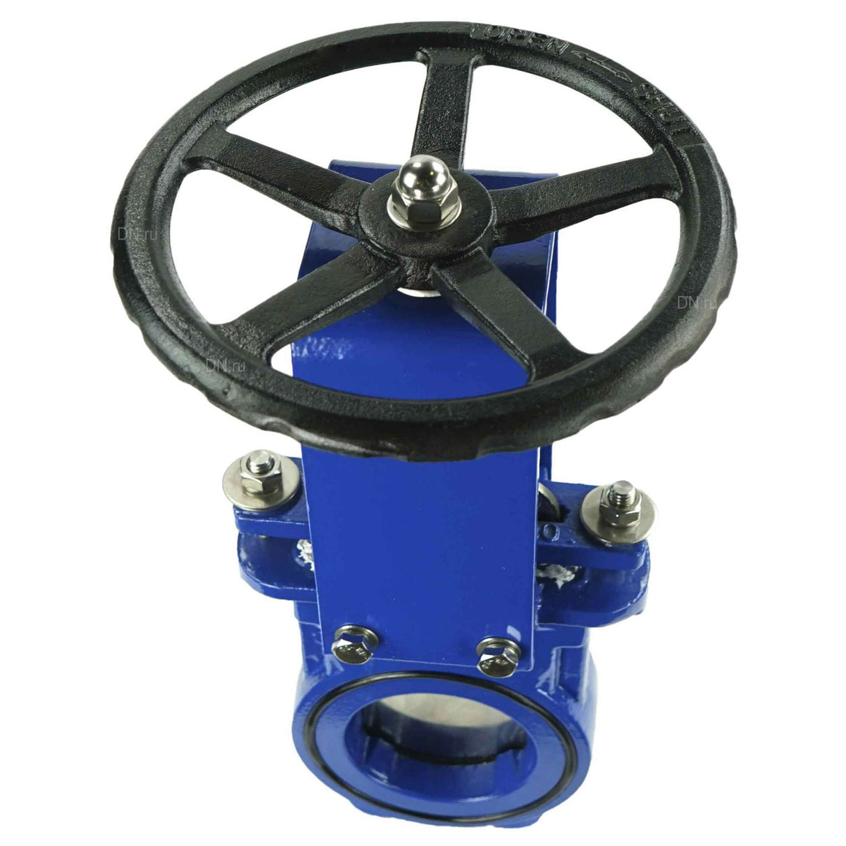 Knife gate valve Elephant GGG40-SS304-NBR-2W, body material - cast iron GGG40, knife material - stainless steel AISI 304, seal - NBR, handwheel operated