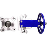 Knife gate valve Elephant SS316-SS316-METAL-1W-W, body material - stainless steel AISI 316, knife material - stainless steel AISI 316, seal - METAL, handwheel operated